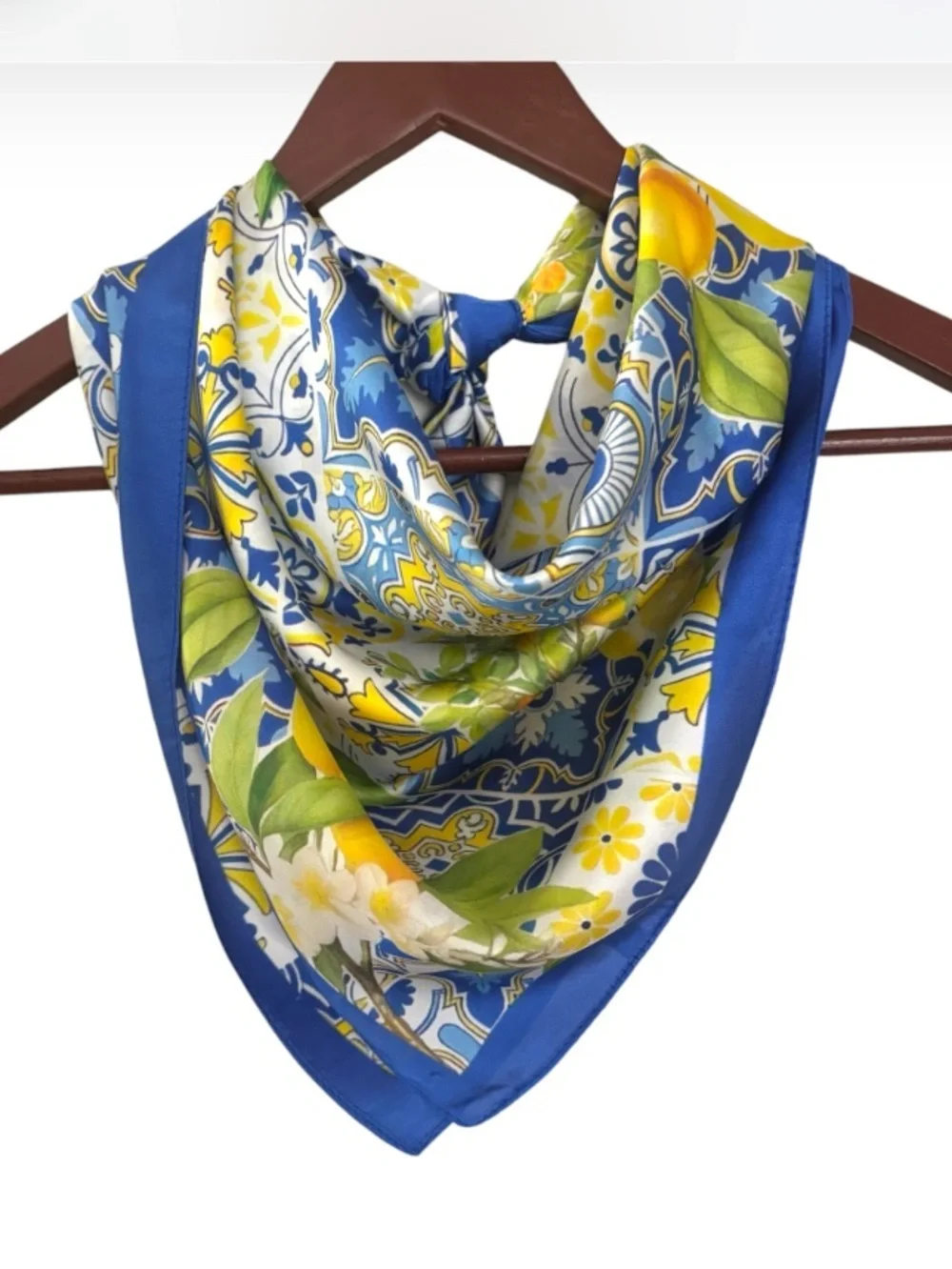 Lemon & Floral Tile Print Scarf NWOT